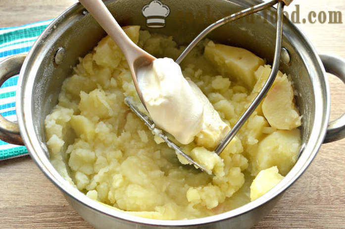 Kartupeļu biezenis ar krējumu - kā pagatavot kartupeļu biezeni, soli pa solim recepšu fotogrāfijas