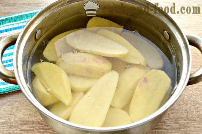 Kartupeļu biezenis ar krējumu - kā pagatavot kartupeļu biezeni, soli pa solim recepšu fotogrāfijas