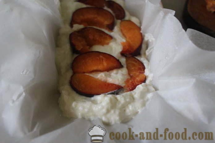 Siera kūka ar persikiem - Kā cept kūka ar biezpienu un persiku, ar soli pa solim recepšu fotogrāfijas