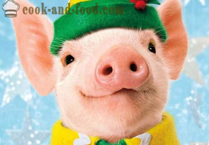 Ko sagatavoties Jaungada 2019. gadā no Pig - Jaungada izvēlnes uz gadu par cūku, vai Boar, receptes ar fotogrāfijām