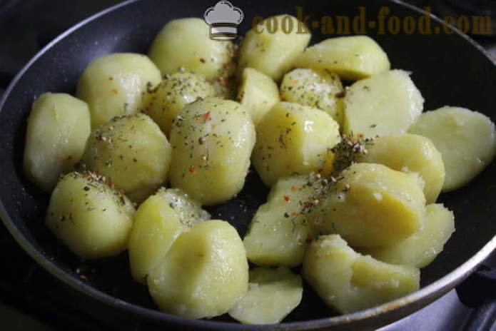 Siltie sēņu salāti ar kartupeļiem - kā padarīt siltu kartupeļu salāti ar sēnēm, soli pa solim recepšu fotogrāfijas