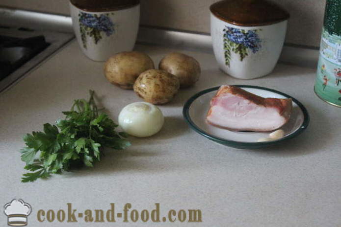 Garšīgas kartupeļi ar ķiplokiem un bekonu - kā gatavot gardu jaunos kartupeļus, soli pa solim recepšu fotogrāfijas