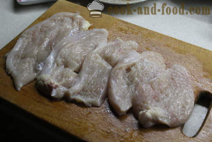 Pašdarināts vistas rulete pildīta ar spinātiem - kā padarīt ruļļus vistas krūtiņu krāsnī, ar soli pa solim recepšu fotogrāfijas