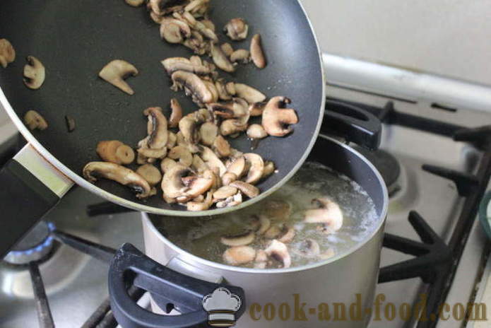 Čehijas kartupeļu zupa ar sēnēm - kā gatavot čehu zupa ar sēnēm, soli pa solim recepšu fotogrāfijas