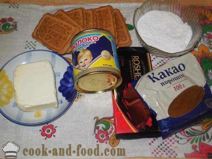 Pašdarināts šokolādes kūka ar iebiezināto pienu kartupeļiem - kā gatavot kūku kartupeļus, soli pa solim recepšu fotogrāfijas