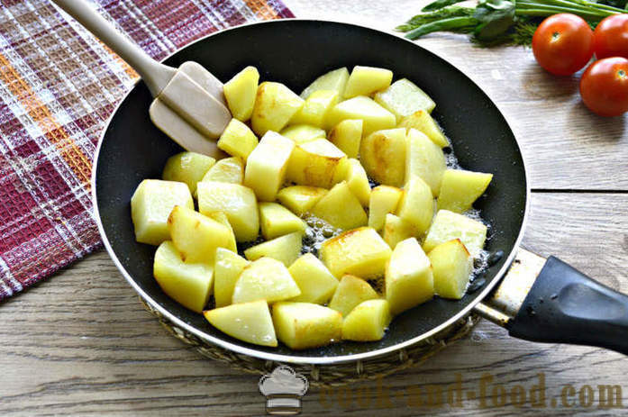 Kartupeļi sautētas ar gaļu un dārzeņiem - kā gatavot garšīgus kartupeļus pannas, soli pa solim recepšu fotogrāfijas