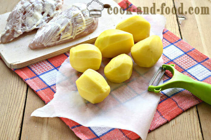 Cepti kartupeļi ar vistu un tomātu - kā cept vistas krāsnī ar kartupeļiem, soli pa solim recepšu fotogrāfijas