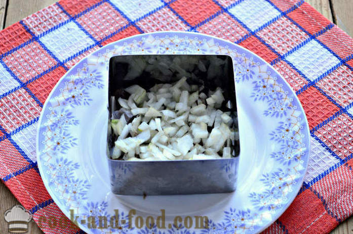 Brētliņu salāti ar dārzeņiem ar kažoku - kā padarīt salāti ar kažoku no brētliņām, soli pa solim recepšu fotogrāfijas