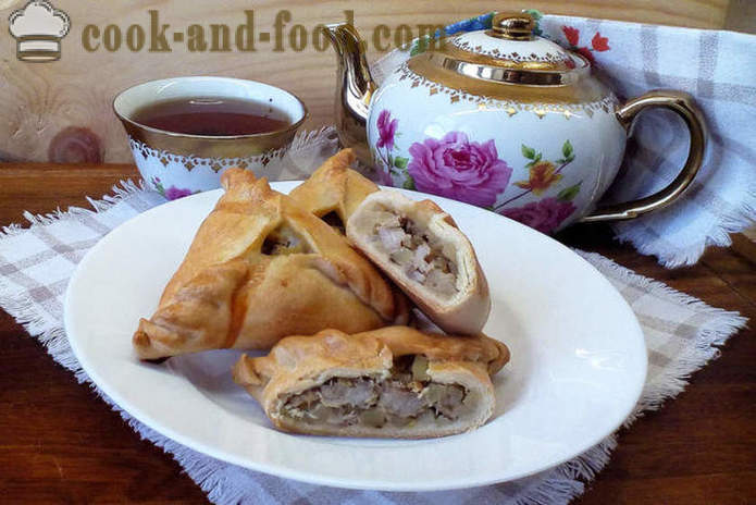 Tatāru pīrādziņi ar gaļu un kartupeļiem par kefīru - kā gatavot kūkas ar kefīru krāsnī, ar soli pa solim recepšu fotogrāfijas