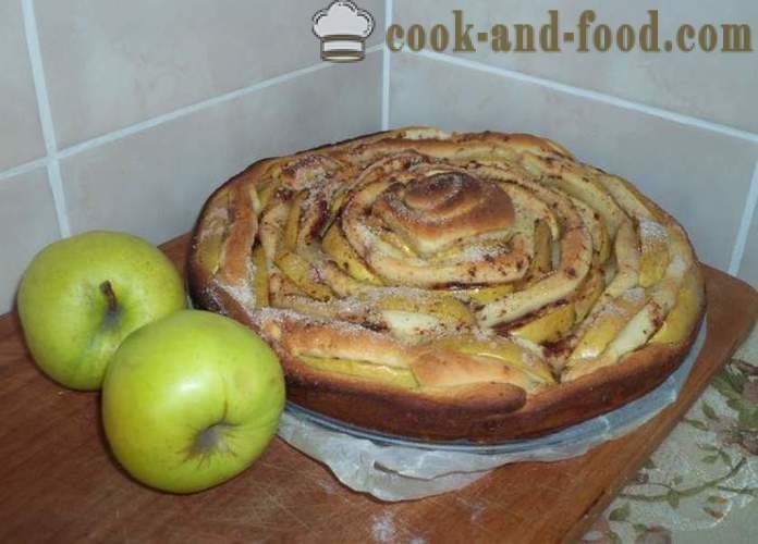 Raugs ābolu pīrāgs Rose - kā gatavot ābolu pīrāgs ar mīklu formā rozes, soli pa solim recepšu fotogrāfijas