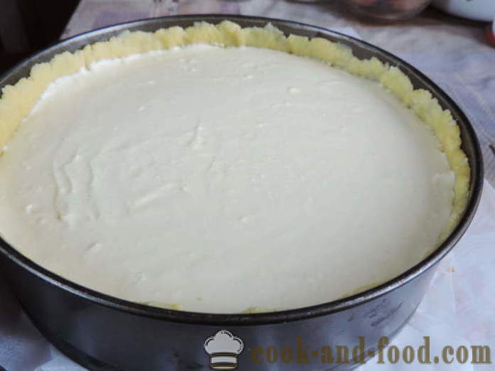 Mājās siera kūka ar biezpienu uz smilšu mīklas - kā padarīt biezpienmaizīte mājās, soli pa solim recepšu fotogrāfijas