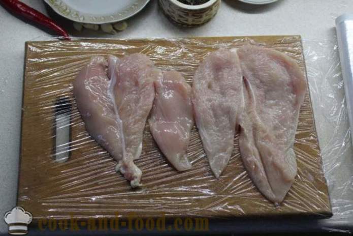 Mājās vistas roll foliju - kā padarīt vistas roll mājās, soli pa solim recepšu fotogrāfijas