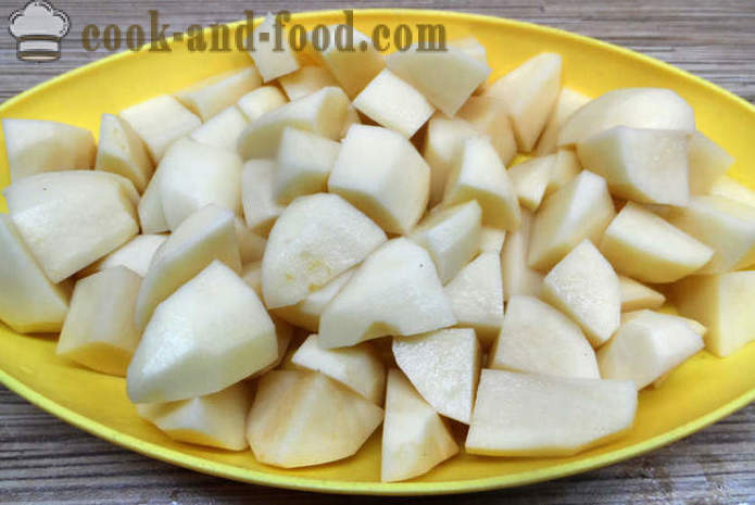 Tasty cepetis ar kartupeļiem krāsnī - kā gatavot cepeti ar kartupeļiem, gaļu un sēnes, kā soli pa solim recepšu fotogrāfijas