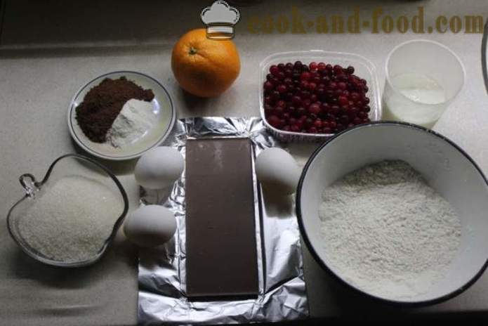 Cranberry smalkmaizītes ar šokolādi kefīru - kā gatavot kūkas ar šokolādi un dzērvenēm, ar soli pa solim recepšu fotogrāfijas