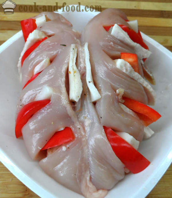 Larded krūtiņa chicken alus - kā gatavot vistas krūtiņas krāsnī, ar soli pa solim recepšu fotogrāfijas