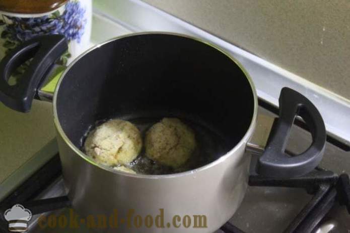 Bumbas kartupeļi ar sieru un zaļumiem eļļā - kā padarīt kartupeļu bumbiņas ar sieru, soli pa solim recepšu fotogrāfijas