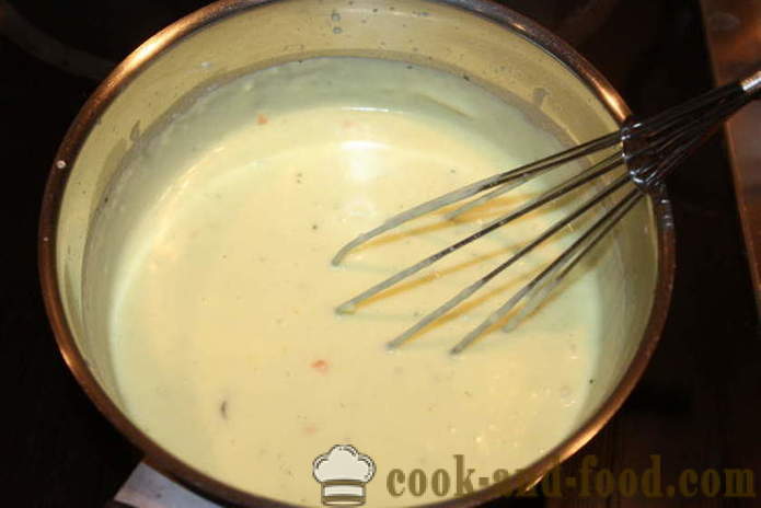 Lazanja ar vistu un siera mērci un pienu - kā gatavot lazanja mājās krāsnī, ar soli pa solim recepšu fotogrāfijas