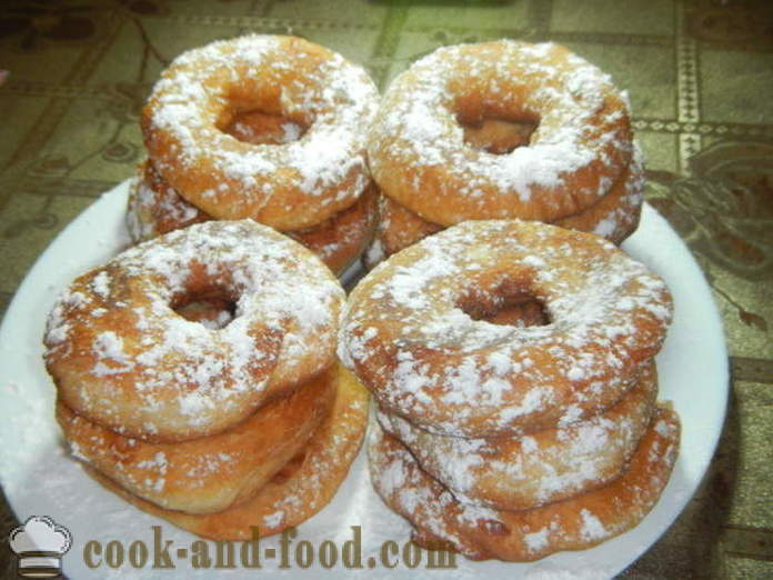 Rauga Donuts kefīru - kā gatavot virtuļus no rauga mīklas, soli pa solim recepšu fotogrāfijas