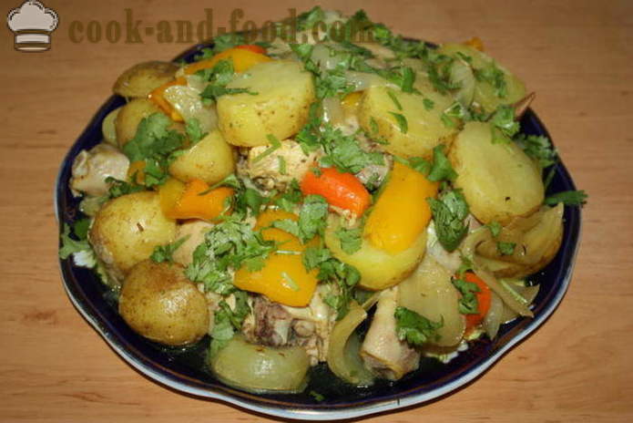 Cepti kartupeļi ar vistu piedurknes - kā gatavot kartupeļus krāsnī ar vistu, soli pa solim recepšu fotogrāfijas