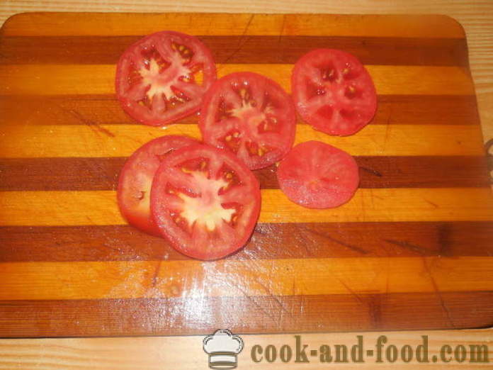Gaļa ar tomātiem un sieru cepeškrāsnī - kā gatavot sulīgs gaļu krāsnī, ar soli pa solim recepšu fotogrāfijas