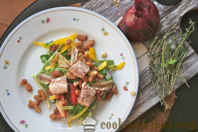 Franču salāti NICOISE klasisks - ar tunci un pupiņām, kā sagatavot salāti ar tunci, soli pa solim recepšu fotogrāfijas