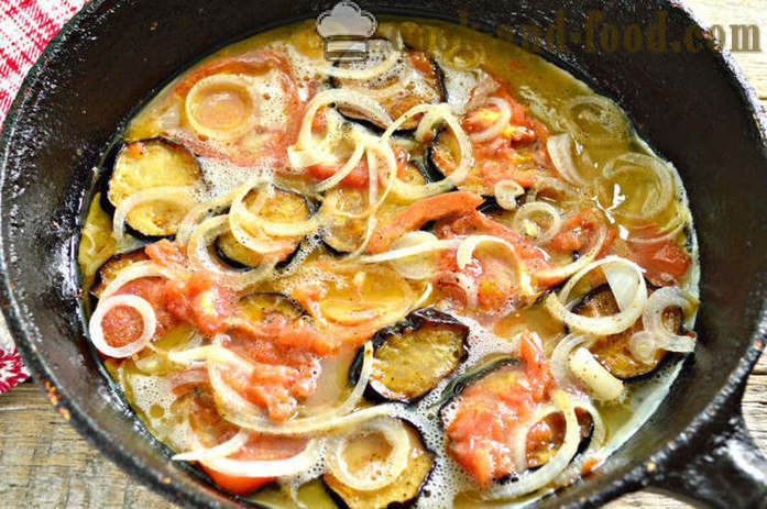 Omlete ar baklažāniem un tomātiem - kā pagatavot ceptu baklažānu ar olām un tomātiem, soli pa solim recepšu fotogrāfijas