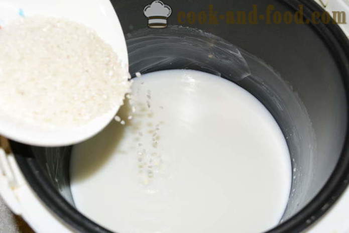 Delicious rīsu biezputra ar pienu multivarka - Kā pagatavot rīsu piena biezputru, soli pa solim recepšu fotogrāfijas