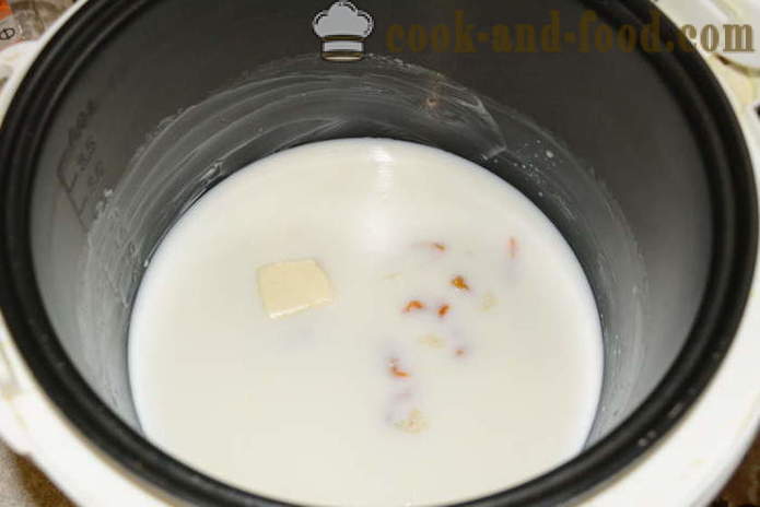 Delicious rīsu biezputra ar pienu multivarka - Kā pagatavot rīsu piena biezputru, soli pa solim recepšu fotogrāfijas