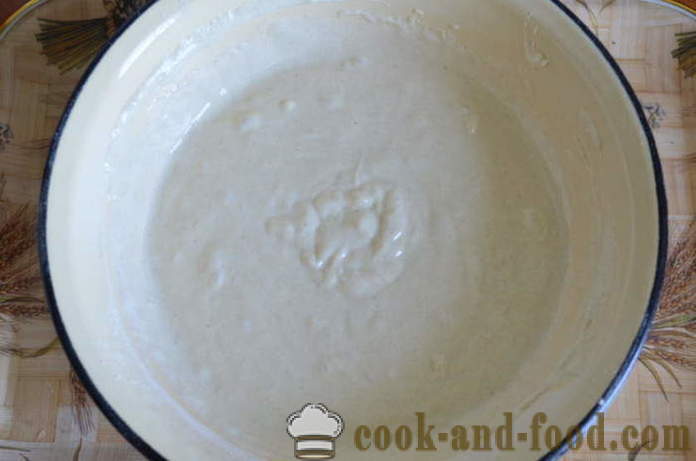 Quick pildviela torte jogurts ar spinātiem, olu un sīpoliem - kā pagatavot želejas kūka ar kefīru, soli pa solim recepšu fotogrāfijas