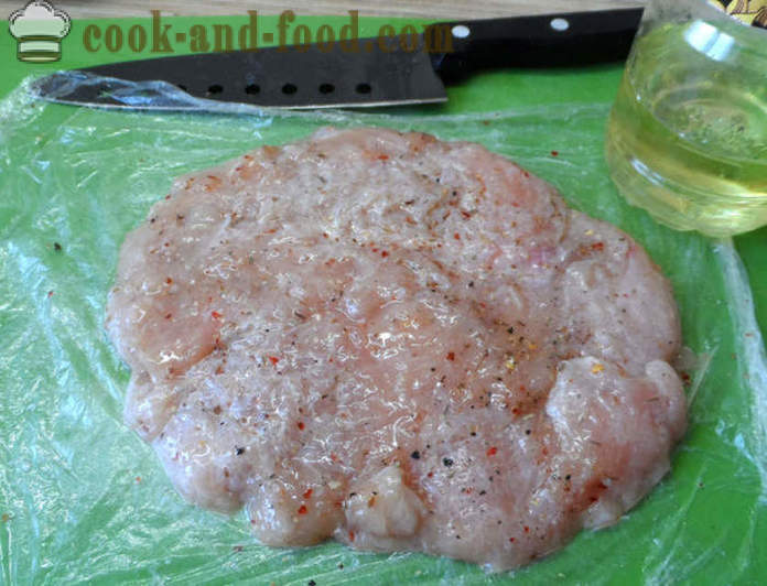 Vistas karbonāde ar sieru cepeškrāsnī - kā gatavot karbonādes vistas ir garšīgs, ar soli pa solim recepšu fotogrāfijas