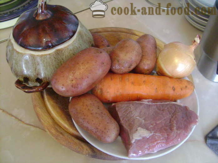 Pot cepetis ar gaļu un kartupeļiem cepeškrāsnī - kā pagatavot kartupeļus katlā ar gaļu, kas soli pa solim recepšu fotogrāfijas
