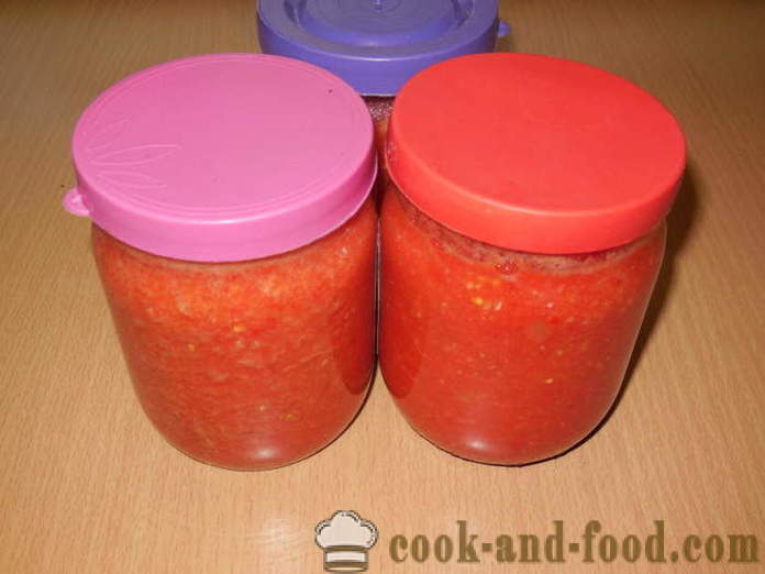 Adjika garšīgs tomātu, zvans un karstā pipari bez cooking - kā gatavot adjika piparus un tomātus