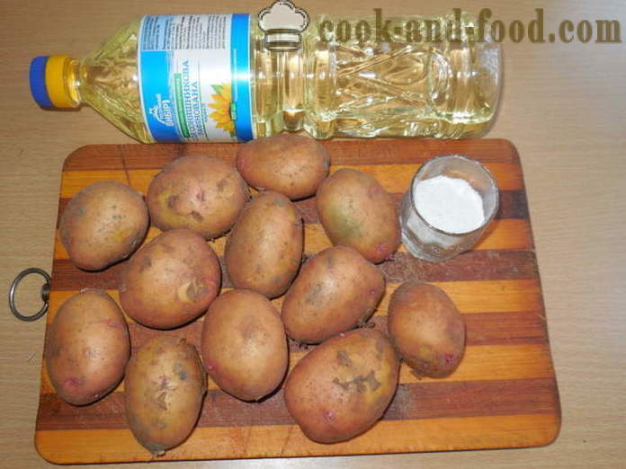 Cepti kartupeļi savos jakas cepeškrāsnī - gardus cepti kartupeļi viņu ādām krāsnī, ar soli pa solim recepšu fotogrāfijas