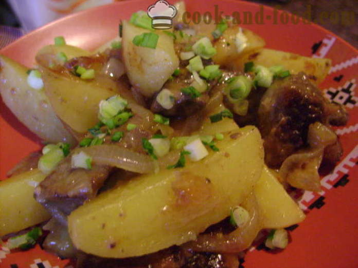 Aknas ar kartupeļiem pannā - kā gatavot liellopu aknas ar kartupeļiem, soli pa solim recepšu fotogrāfijas