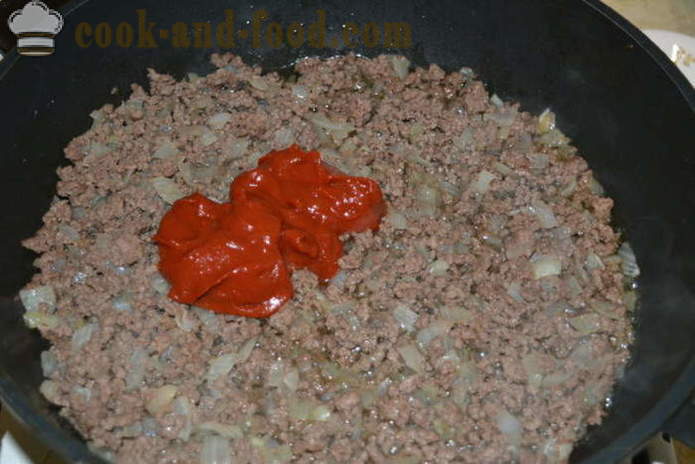 Makaroni kastrolis ar malto gaļu un bešamela mērce - kā gatavot makaronus cepti krāsnī, ar soli pa solim recepšu fotogrāfijas