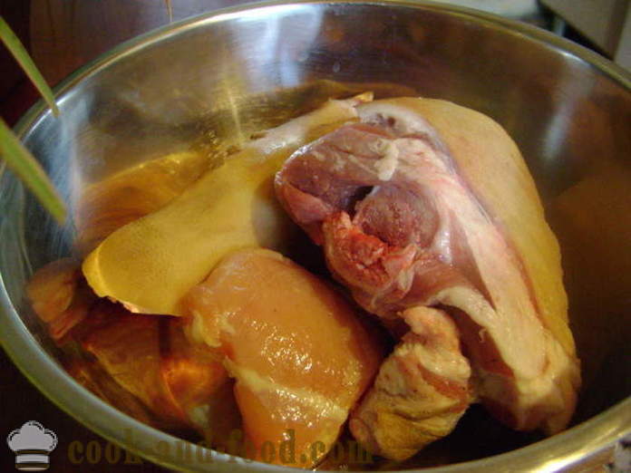 Želejā gaļu un mājās muskuļi - sagatavot želejā gaļu un muskuļi, lai mājās, soli pa solim recepšu fotogrāfijas