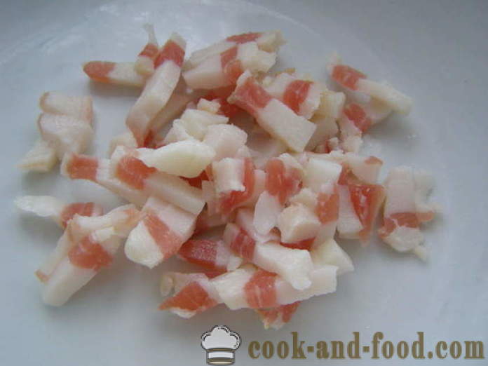 Ātrā salāti ar bekonu - kā padarīt ātru un garšīgu salāti, soli pa solim recepšu fotogrāfijas