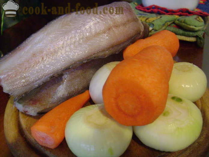Garšīgas recepte brotoly sautētu ar sīpoliem un dārzeņiem - gatavošanas brotola ar majonēzi, soli pa solim recepšu fotogrāfijas