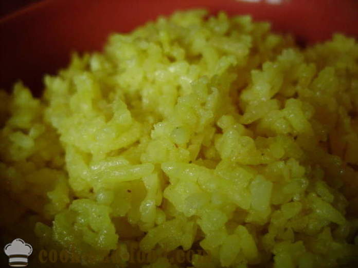 Vārīti rīsi ar kurkuma - kā gatavot rīsus ar kurkuma, soli pa solim recepšu fotogrāfijas