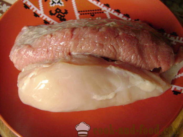 Befstroganovs ar skābo krējumu - Kā gatavot befstroganovs liellopu gaļu ar skābo krējumu, soli pa solim recepšu fotogrāfijas