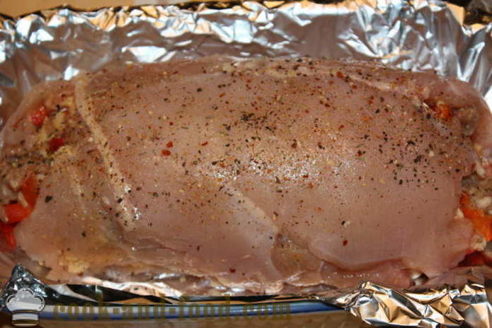 Zaķis vistas krūtiņa pildīta ar sēnēm un malto gaļu, cepeškrāsnī - kā gatavot viltotais zaķis mājās, soli pa solim recepšu fotogrāfijas