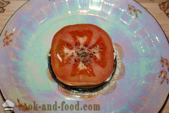 Aukstā uzkoda baklažānu ar tomātiem un mocarellas sieru - kā gatavot uzkodas baklažānu uz svētku galda, soli pa solim recepšu fotogrāfijas