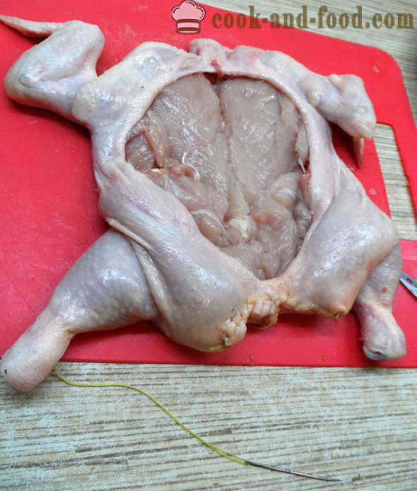 Pildīti vistas bez kauliem cepeškrāsnī - kā gatavot pildījumu vistas bez kauliem, soli pa solim recepšu fotogrāfijas