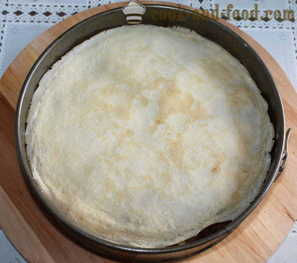 Pankūku kūka ar krējuma sieru un ābolu rozes - kā padarīt pankūku kūka ar biezpienu, soli pa solim recepšu fotogrāfijas