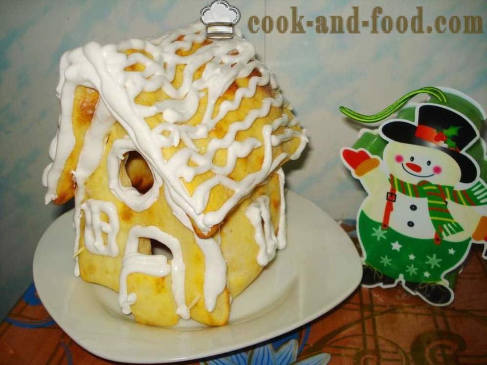 Ziemassvētku piparkūkas māja ar savām rokām - kā padarīt piparkūkas māja mājās, ir darbnīca ar soli pa solim fotogrāfijas