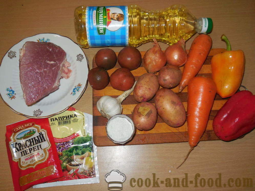 Cepts kartupelis ar gaļu un dārzeņiem - kā pagatavot sautējums kartupeļu ar gaļas multivarka, soli pa solim recepšu fotogrāfijas