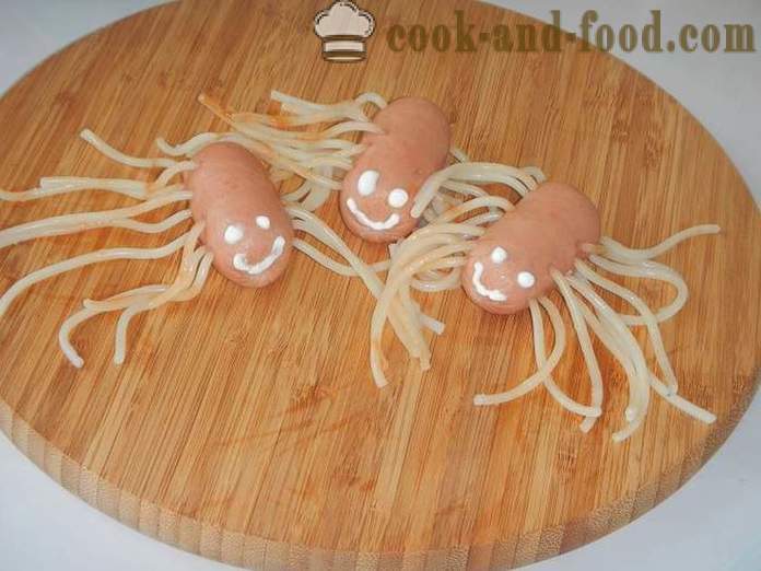 Octopus desu un spageti - kā gatavot spageti ar desu bērniem, soli pa solim recepšu fotogrāfijas