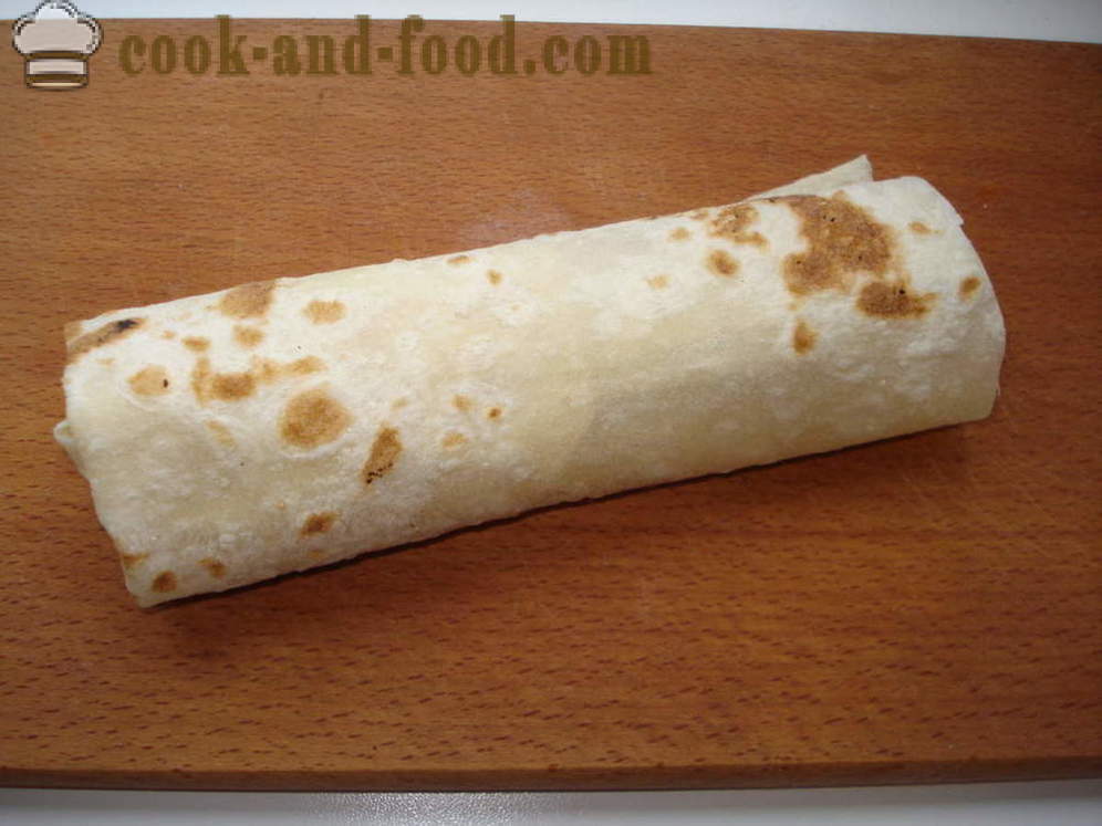 Roll no lavašu ar dārzeņu kaviāru - kā padarīt pitas maizi pildīti ar baklažāniem, soli pa solim recepšu fotogrāfijas