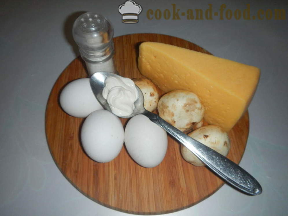 Olu kultenis ar sēnēm un sieru pannā - kā gatavot olu kulteni ar skābo krējumu, soli pa solim recepšu fotogrāfijas