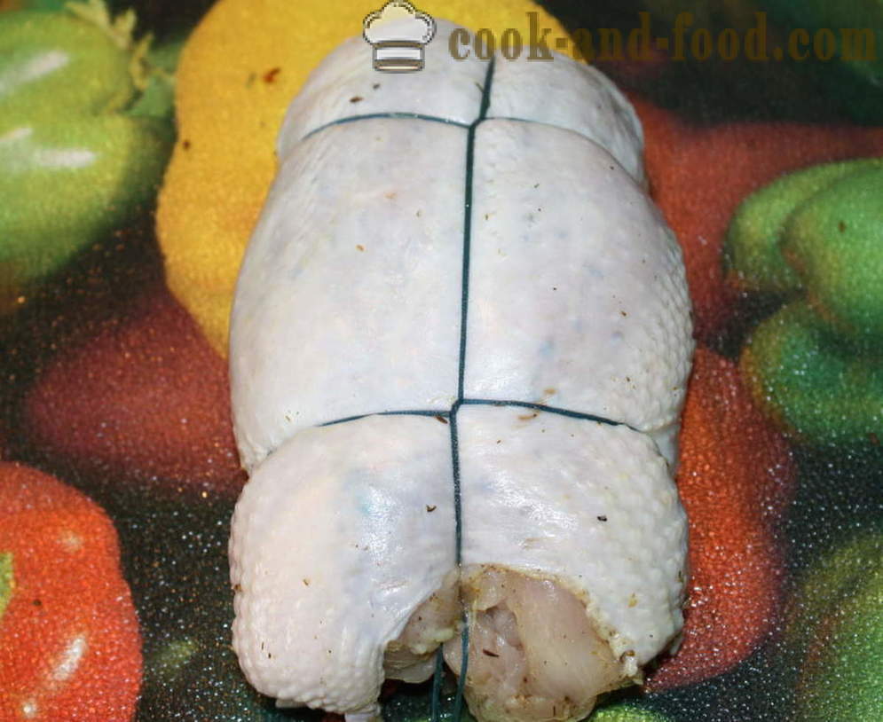 Vistas rulete pildīta ar dārzeņiem cepeškrāsnī - kā sagatavot vistas fileja rulli, soli pa solim recepšu fotogrāfijas